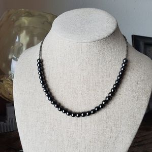 16"  Hematite beaded necklace